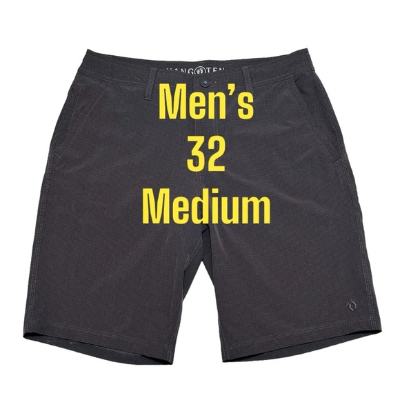 Men's Hang Ten 32 Medium Khakis Chino Black Shorts Hybrid Casual Stretch Golf - Picture 2 of 11